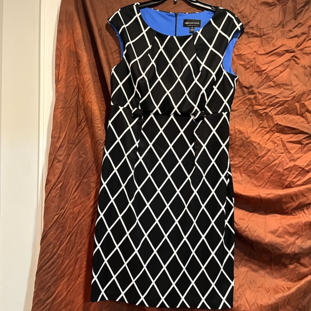 Connected Apparel Sleeveless Dress Black White Size 16